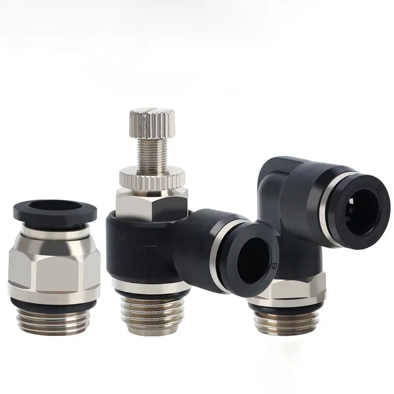 Pneumatic Hose Fitting PC PL SL G1/8 G1/4 G3/8 G1/2 BSP With Sealing Ring Air Tube Connector  Quick Release Pipe Fittings