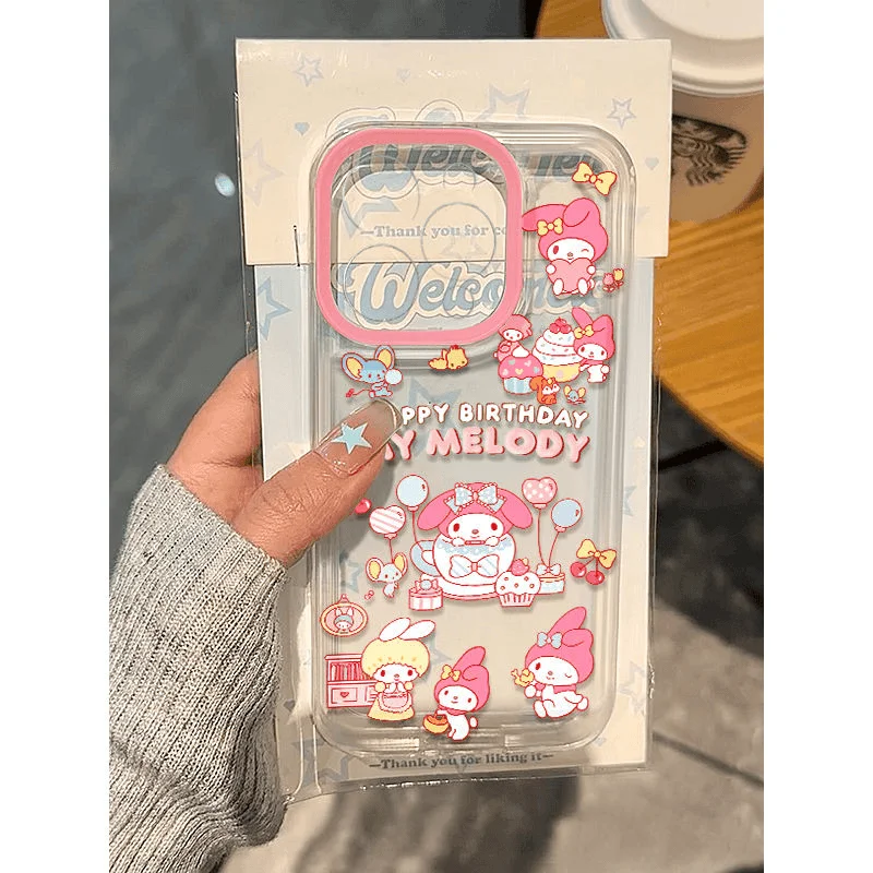 Sanrioes Melody Hellos Kittys Clear Space Phone Case For iPhone 11 12 13 14 15 16 Pro Max Mini X Xs XR 7 8 plus Se2020 Cover