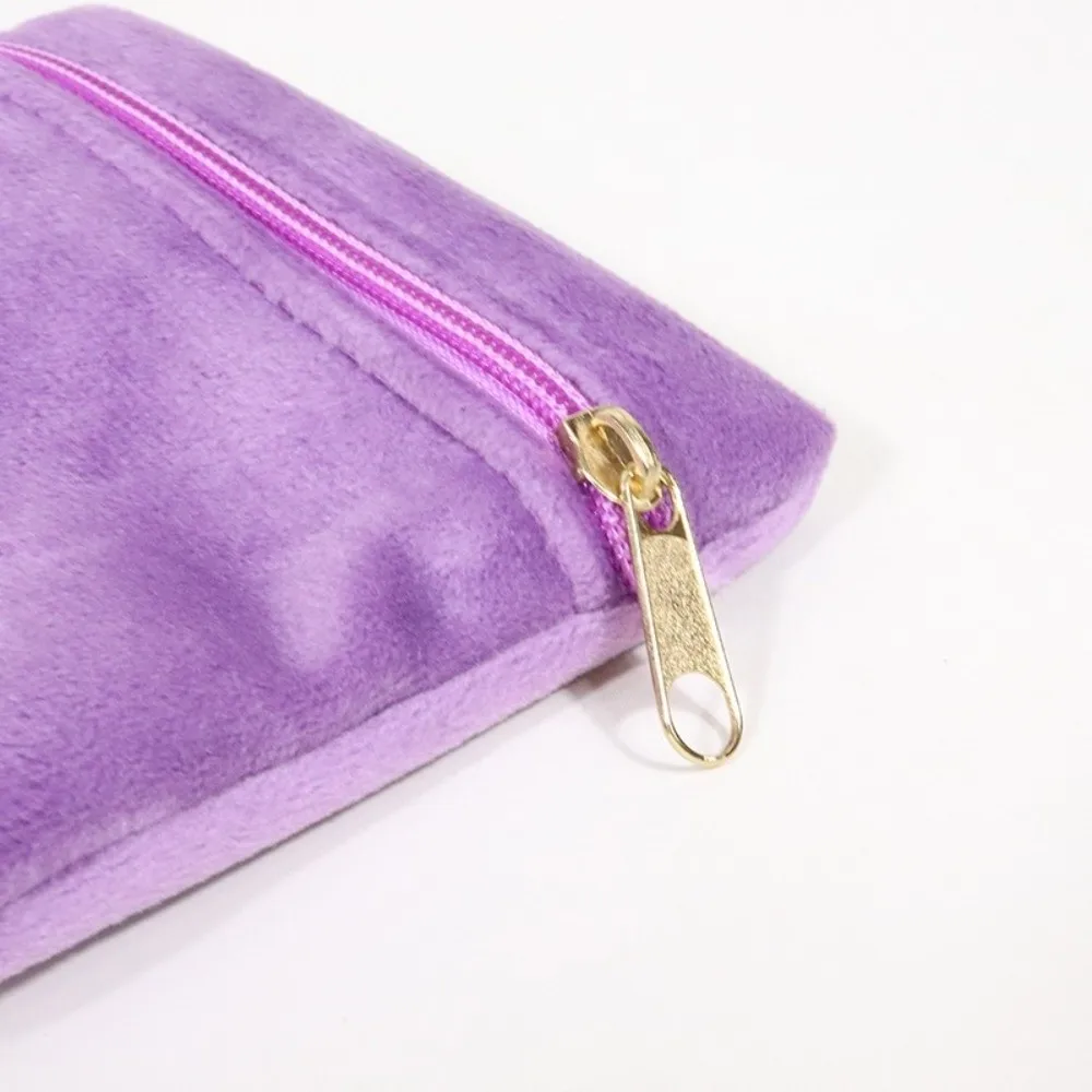 Soft Velvet Jewelry Bag Zipper Closure Double-Sided Zipper Jewelry Pouch Dust Proof Portable Double-Sided Velvet Bag Bag