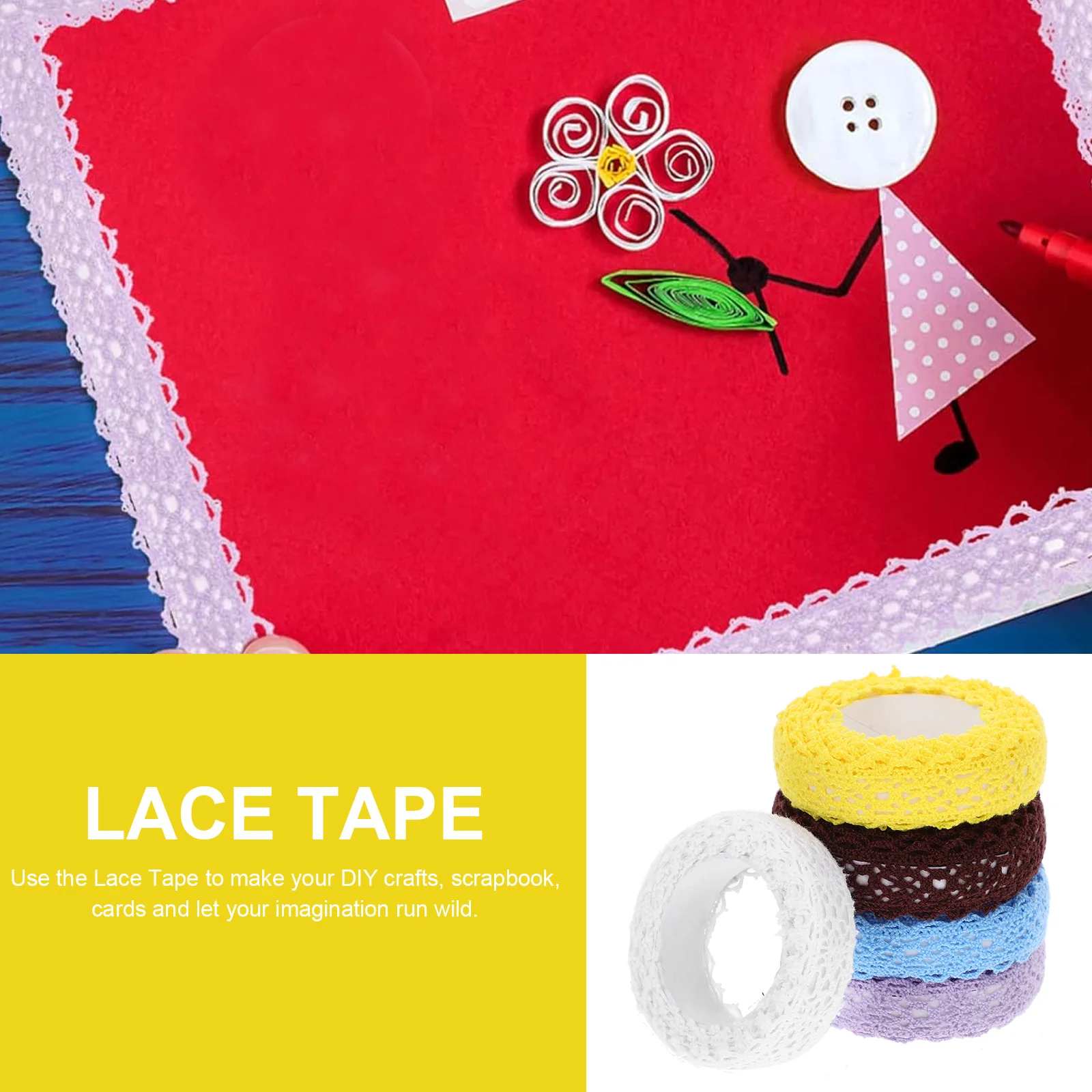 

5 Rolls Decorative Tape Scrapbook Sticker Cotton Thread Elegant Lace for Crafts