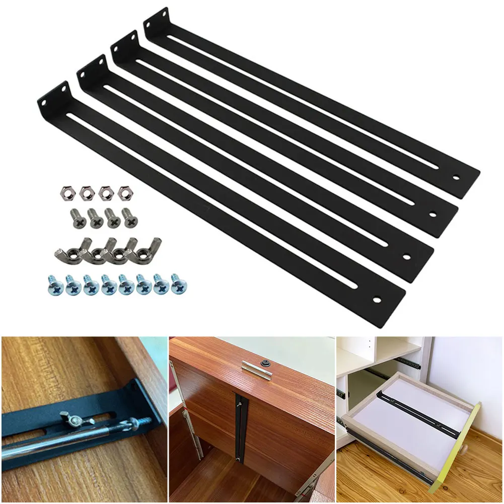 4pcs Drawer Repair Kit Middle Mount To Reinforce and Repair Breakage Furniture Repair Accessory Bracket Bottom Support Tool Set
