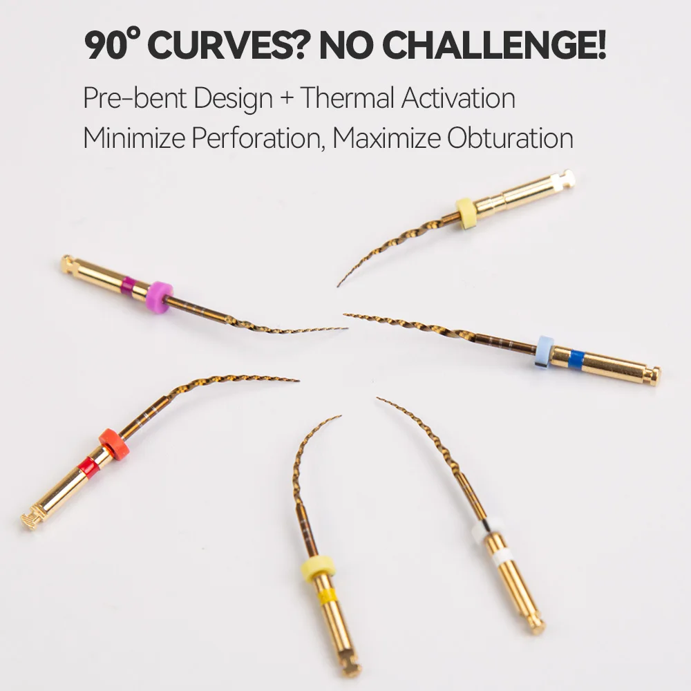 Tandheelkundige Endo-vijlen Warmtegeactiveerde Gouden NITI Flexibele fabrieksprijs Tandheelkundige vijlen Roterende wortelkanaalvijlen Tandheelkundehulpmiddel