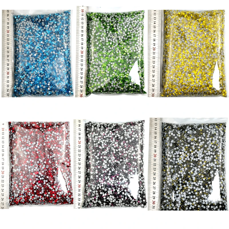 

10 Bags/lot SS6 10 12 16 20 30 Hot Fix Rhinestones Flatback Crystal Glass HotFix Stones For Nail Art Garment Crafts Decorations