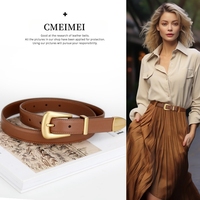 Genuine Leather Belt for Women Burgundy Leather With Gold Metal Buckle Luxury Casual Fashion Belts for Jeans Dresses