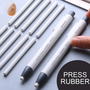 Press Retractable Pencil Eraser Correction Supplies Pen Style Pencil Rubber Writing School Supplies Stationery