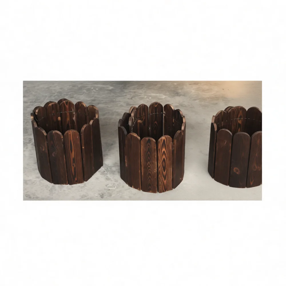 Carbonized Anti Corrosive Timber Fence Garden Yard Landscape Border Decorative Outdoor Lawn Partition Screen Vegetable Bed