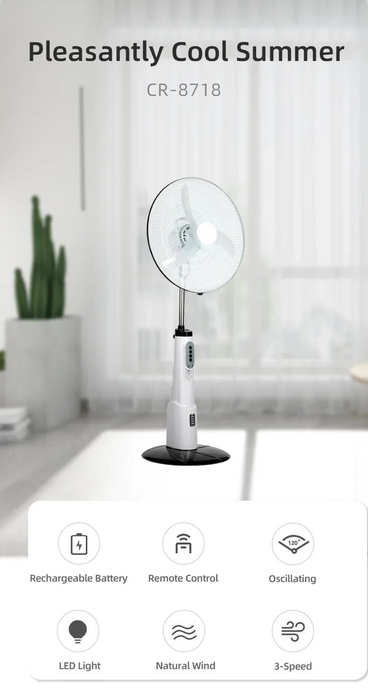 Rechargeable charger fan 18 inch floor stand fan Nigeria battery cooling fan