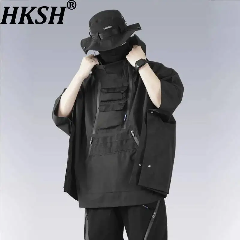 HKSH Spring Autumn New Men Tide Dark Punk Urban Functional Outdoor Sports Windproof Cape Ninja Shawl Y2K Raincoat Jacket HK26460