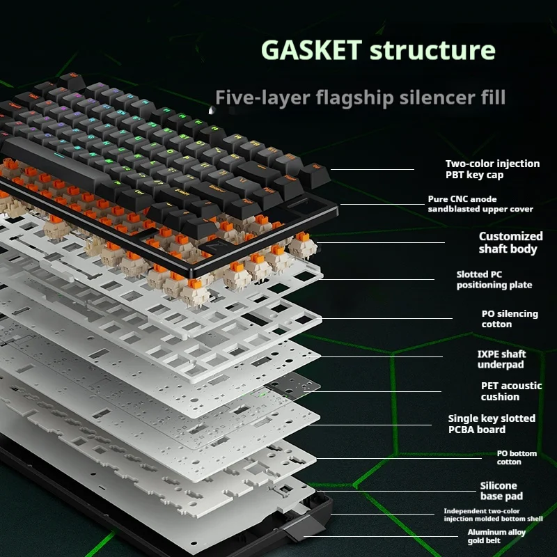 Mchose Z75 Mechanical Keyboard Low Latency E-Sports Games Customization Gasket Structure Team Recommendation Hot Plug Laptop