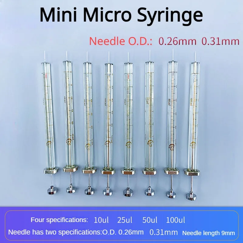 

10ul-100ul Needle Length 9mm Micro-cylinder Syringes Micro Injector Glass Syringe Sharp Head Needle Microsampler Mini Syringe