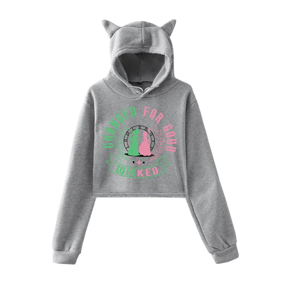 Wicked Changed For Good Vintage 90s Streetwear logo Hoodie Merch Hoodies Sweatshirts for Girls Cat Ear Crop