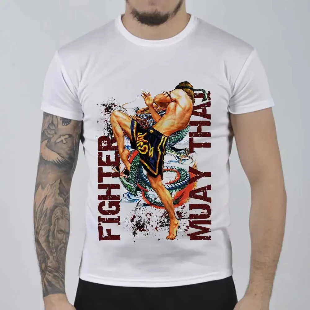 تصميم رائع الملاكمة التايلاندية المقاتلة MMA القتالية التدريب تي شيرت 100% القطن س الرقبة الصيف قصيرة الأكمام عادية قميص رجالي حجم S-4XL #3
