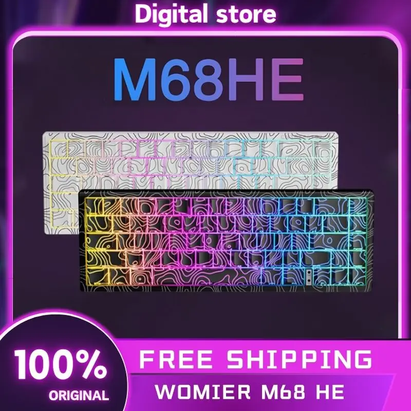 Womier M68 He Gaming Keyboard Contour E-Sport Driver 0.04rt Socd Custom Magnetic Swtich Hot Swap 0.125ms Latency 8k Rgb Keyboard