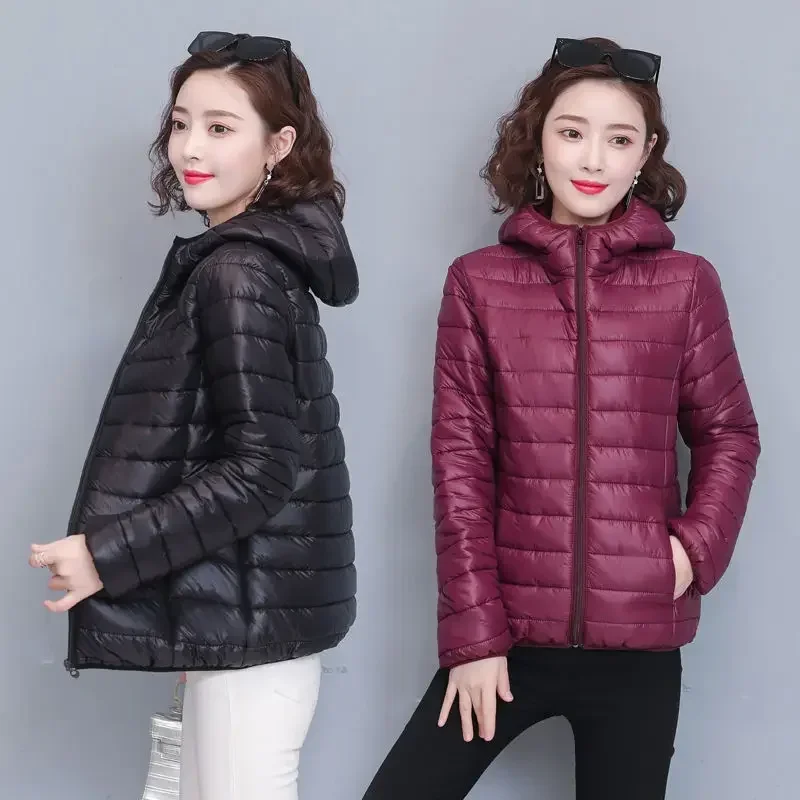 Autumn Winter Women Long sleeve Warm Puffer Jacket Ultra Light Down cotton Vest Female Short Oversize Outwear