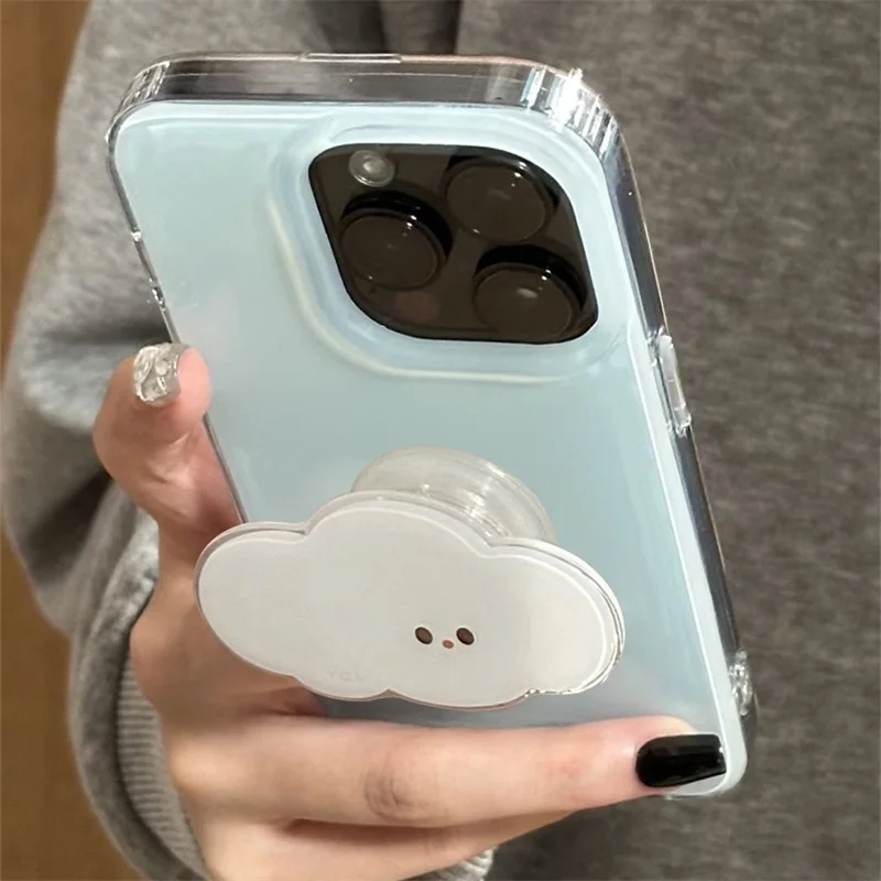 

Frosted milk blue phone case with white cloud bracket for iPhone 11 12 13 14 15 16 17 Pro Max