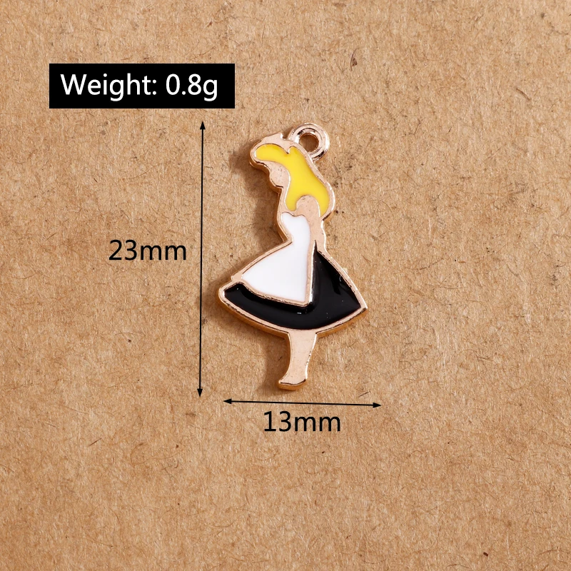 10 Stück süße Emaille-Prinzessin-Mädchen-Charms-Anhänger für Schmuckherstellung, Halskette, Ohrringe, Armband, DIY-Zubehör, Zubehör – Detail 11