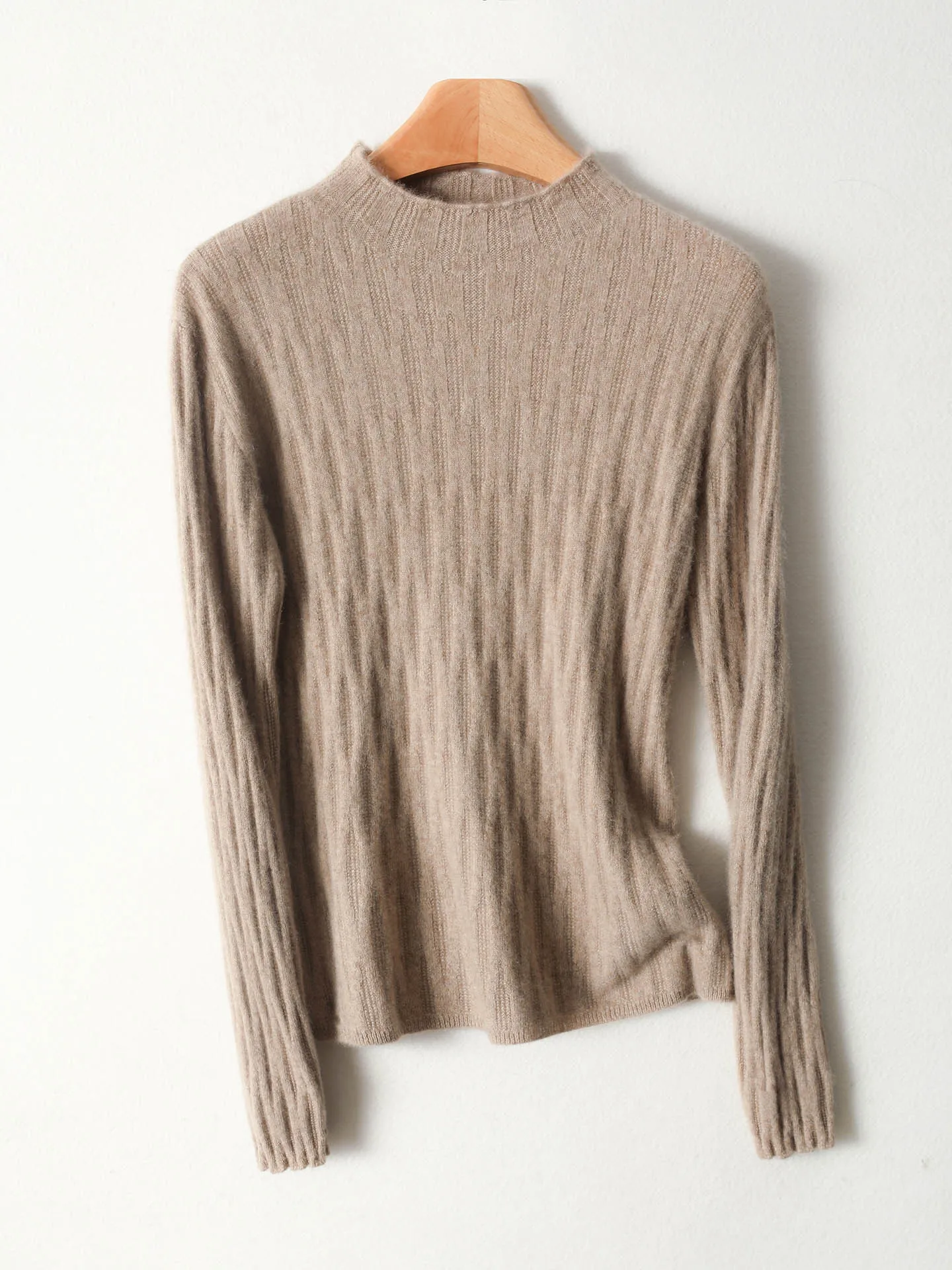 

Женский пуловер из 100% шерсти мериноса с полувысоким воротником, осень-зима, толстый повседневный модный вязаный кашемировый свитер с ромбовидной текстурой