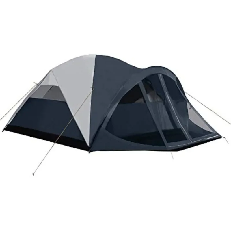 

6 Person Dome Tent w/ Removable Rain Fly and Screen Room, Water Resistant - Navy/Gray