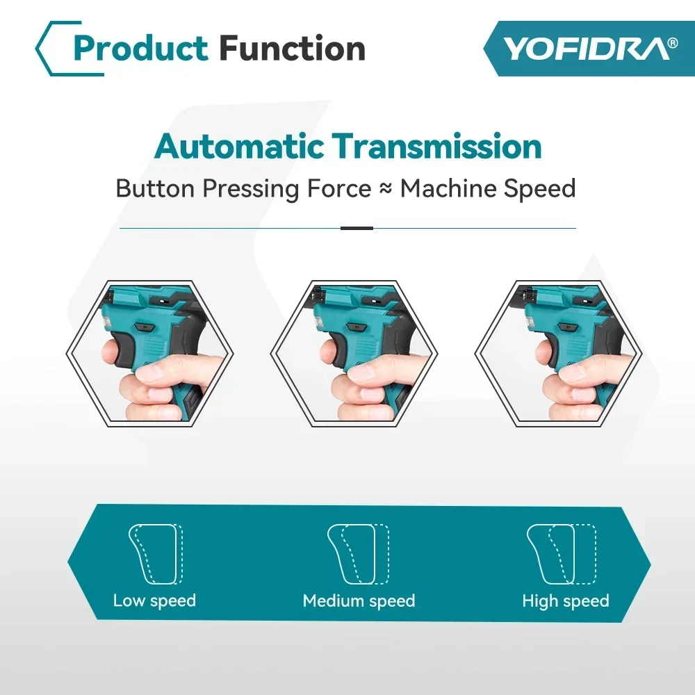 Yofidra Brushless  1000N.M Electric Impact Wrench 3 Funtion 1/2 inch Cordless Screwdriver Electric Drill for Makita 18V Battery