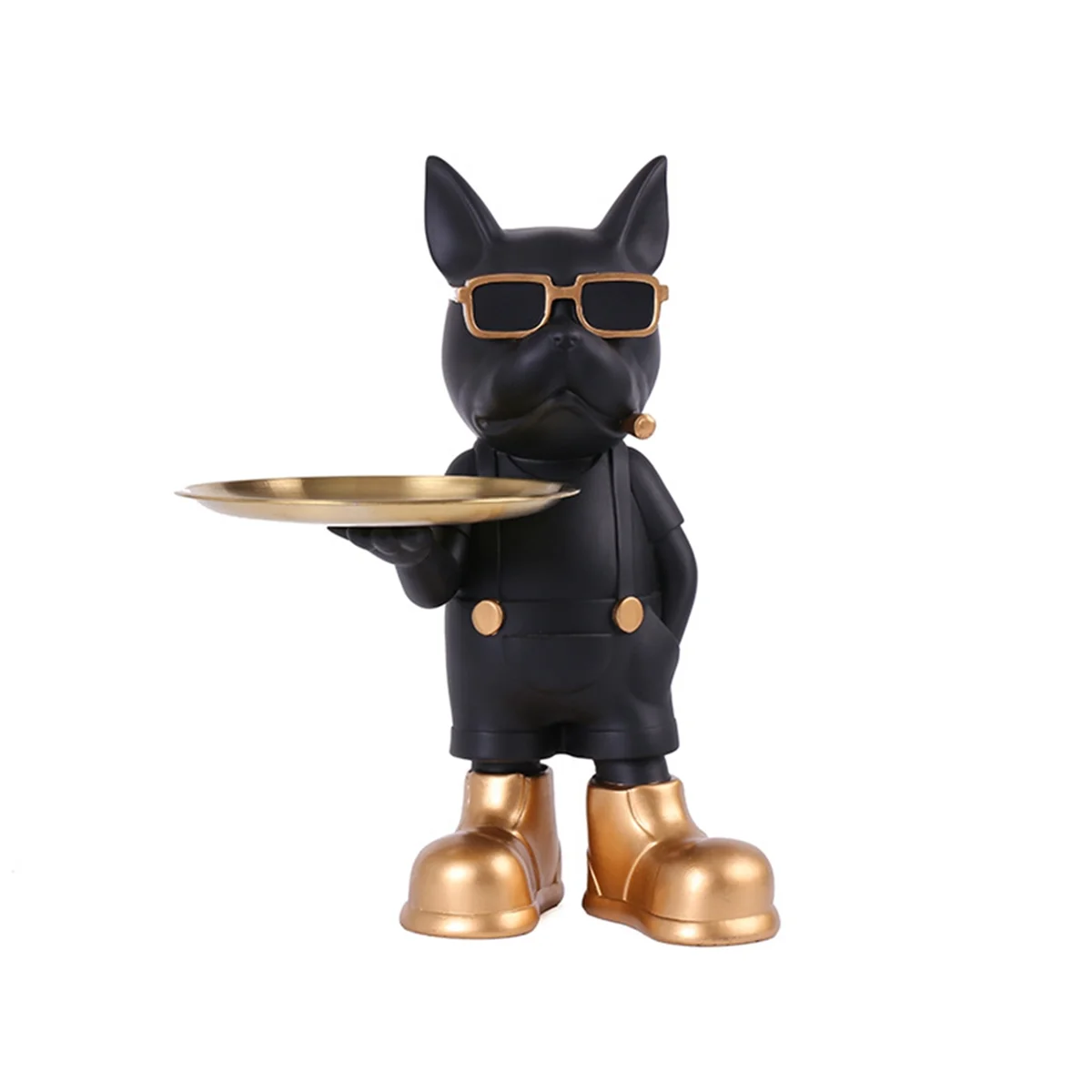 

A71P Desk Keys Holder Tray Bulldog Statue Table Tray Ornament Storage Key Holder Office Desk Decoration for Home D