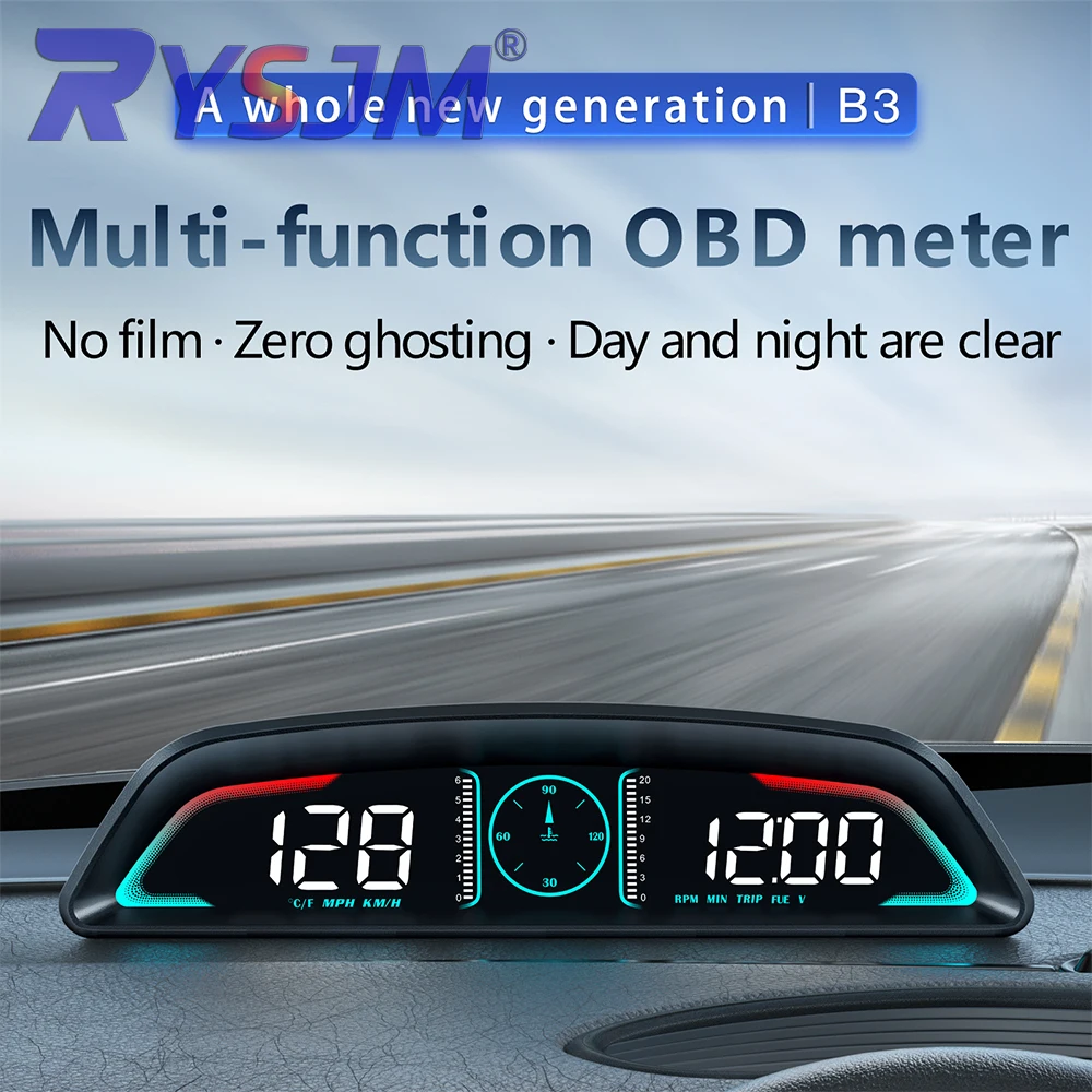 

Многофункциональный прибор B3 HUD (Head-Up Display) с цифровым спидометром, индикатором расхода топлива, температуры воды, напряжения и функцией сигнализации.
