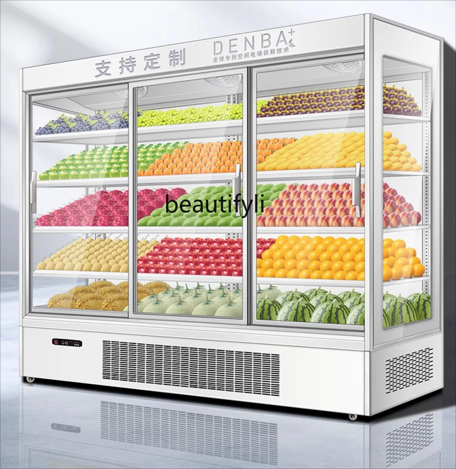 

Fresh Air Curtain Cabinet Commercial Supermarket Fruit and Vegetable Store Fresh Beverage Milk Air Refrigerated Display Cabinet