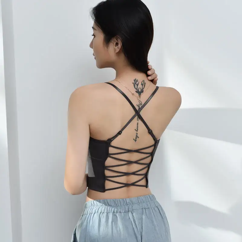 Adjustable Cross Back Bralette Women's Seamless Strapless Bandeau Tops Fashionable Comfortable Underwear New Arrival 2025