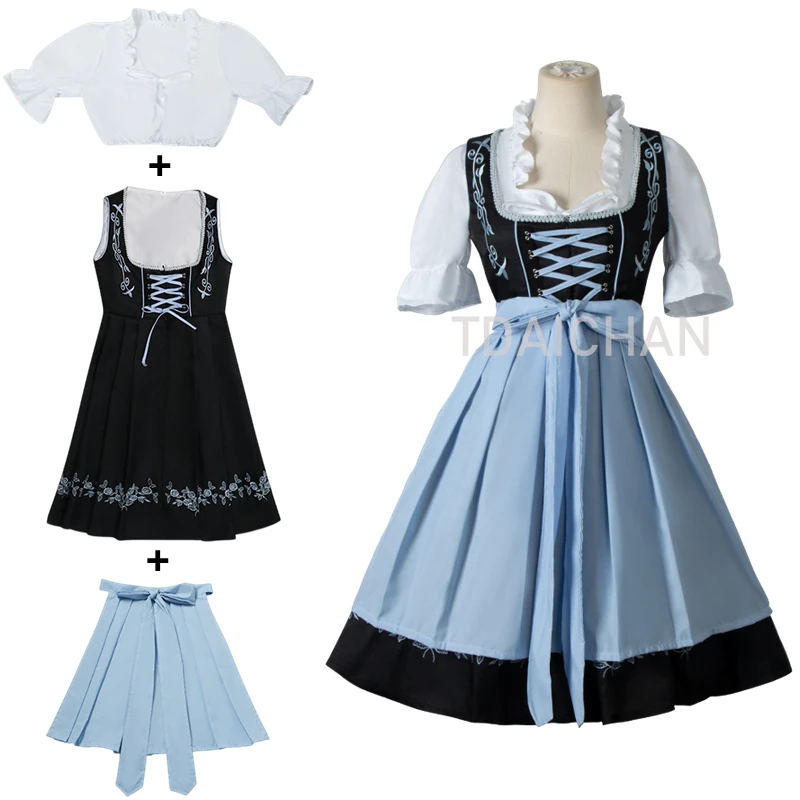 Bavarian Traditional Beer Festival Oktoberfest Cosplay Costume Dirndl Dress Germany Dress Set Maid Octoberfest Wench Women Girl