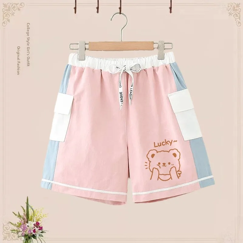 

Милые повседневные рабочие шорты свободного кроя, универсальная летняя одежда для старшеклассниц, комплекты в японском стиле для девочек