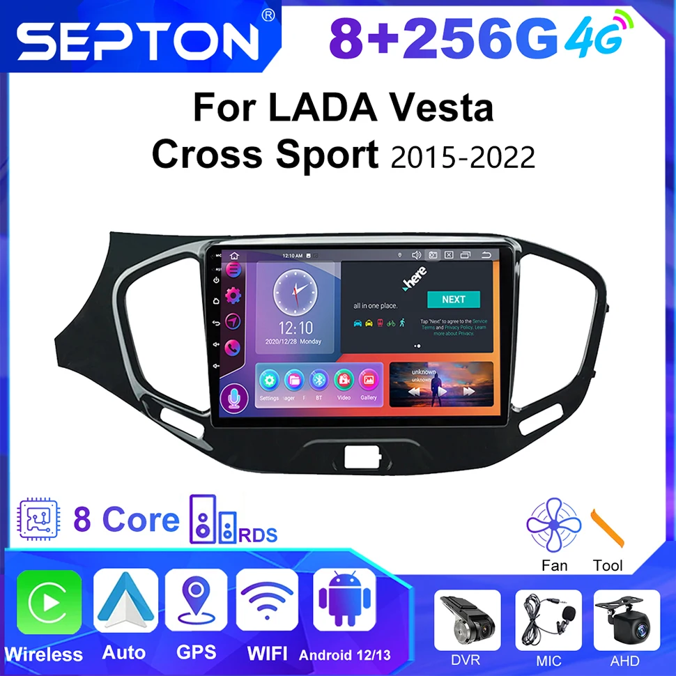 

SEPTON Android 12 Car Radio for LADA Vesta Cross Sport 2015-2022 Car Multimedia Video Player GPS CarPlay Stereo 2Din Head Unit