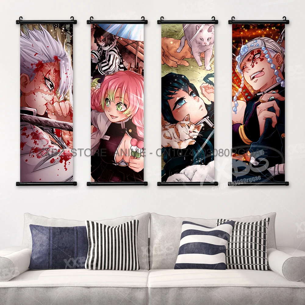 Demon Slayer Posters Anime Home Decor Kanroji Mitsuri Hanging Paintings Iguro Obanai Scrolls Pictures Tokitou Muichirou Wall Art