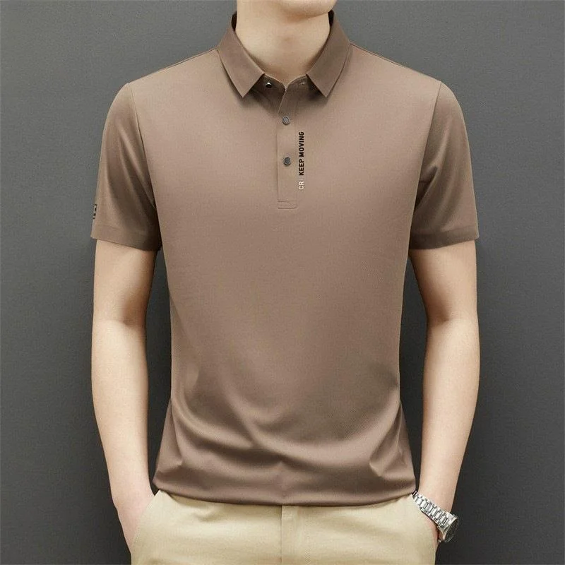 

Short Sleeve T-Shirt Ice Silk Casual Thin Summer New Arrival Elastic No-Trace Standard Fit Men's T-Shirt for Warmth