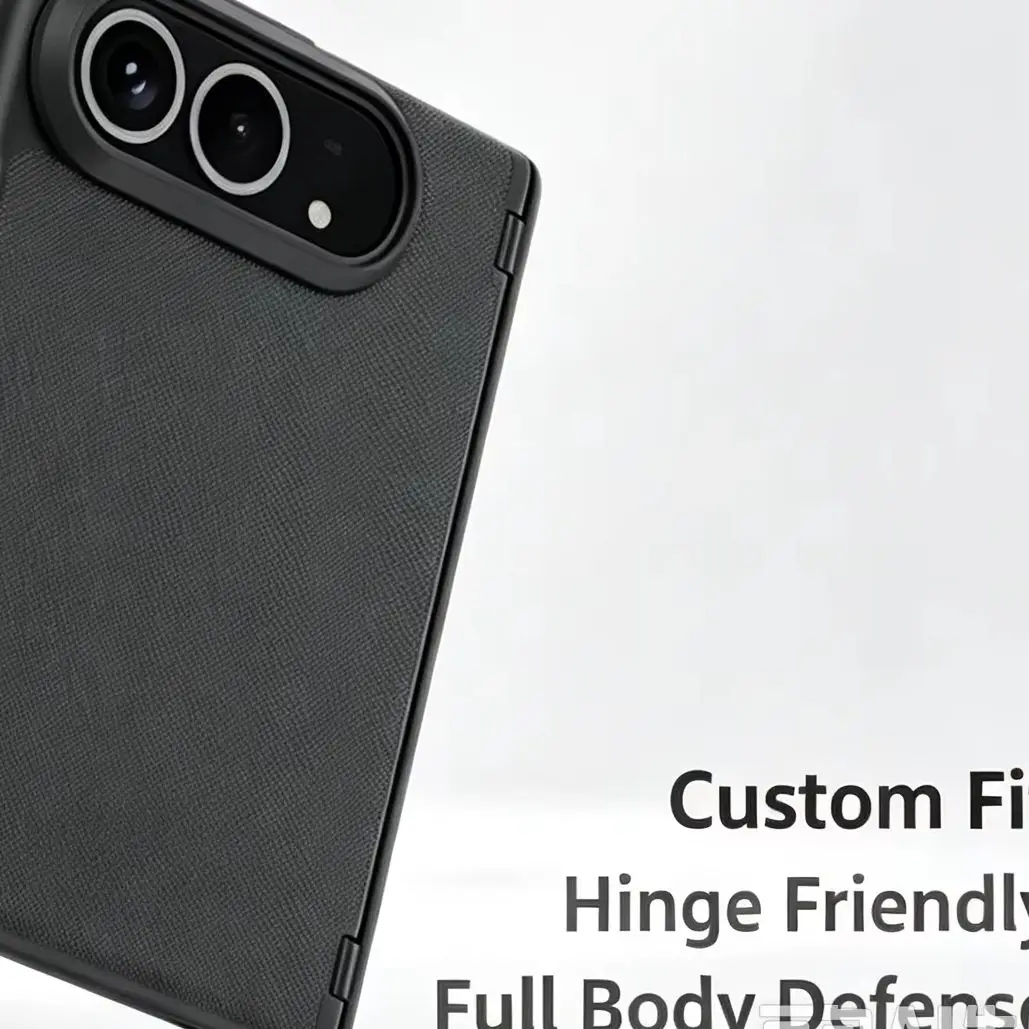 1pc Magnetic PU Phone Case Central Drop Protection Slims Cover Compatible With For Iphone Duo Black Gray Stylish Accessories