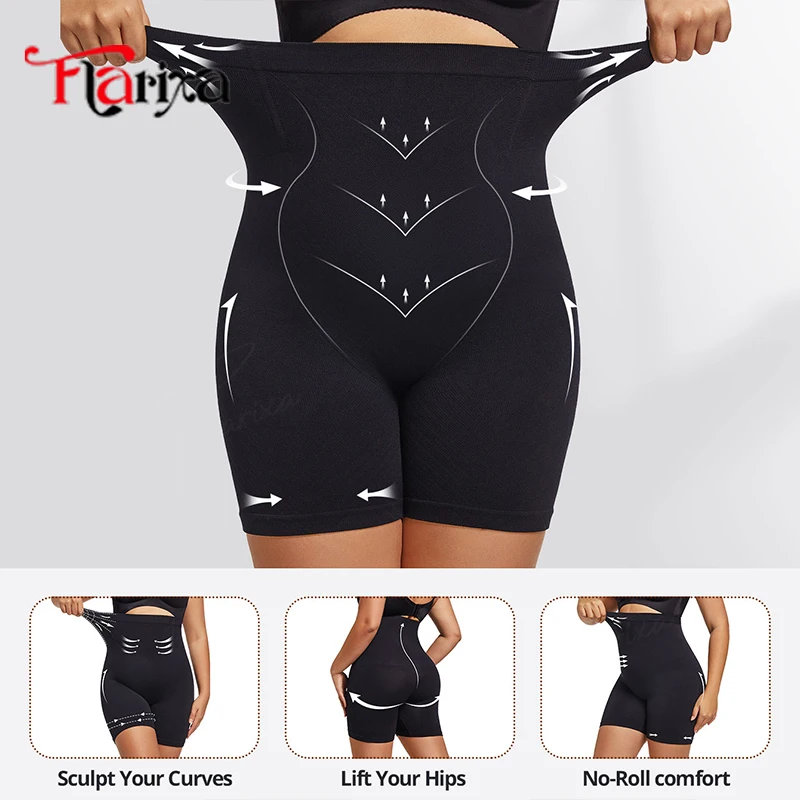 Flarixa Plus Size High Waist Shaping Shorts Seamless Belly Control Underwear for Women Butt Lift Shaper Thighs Slimmer Shapewear