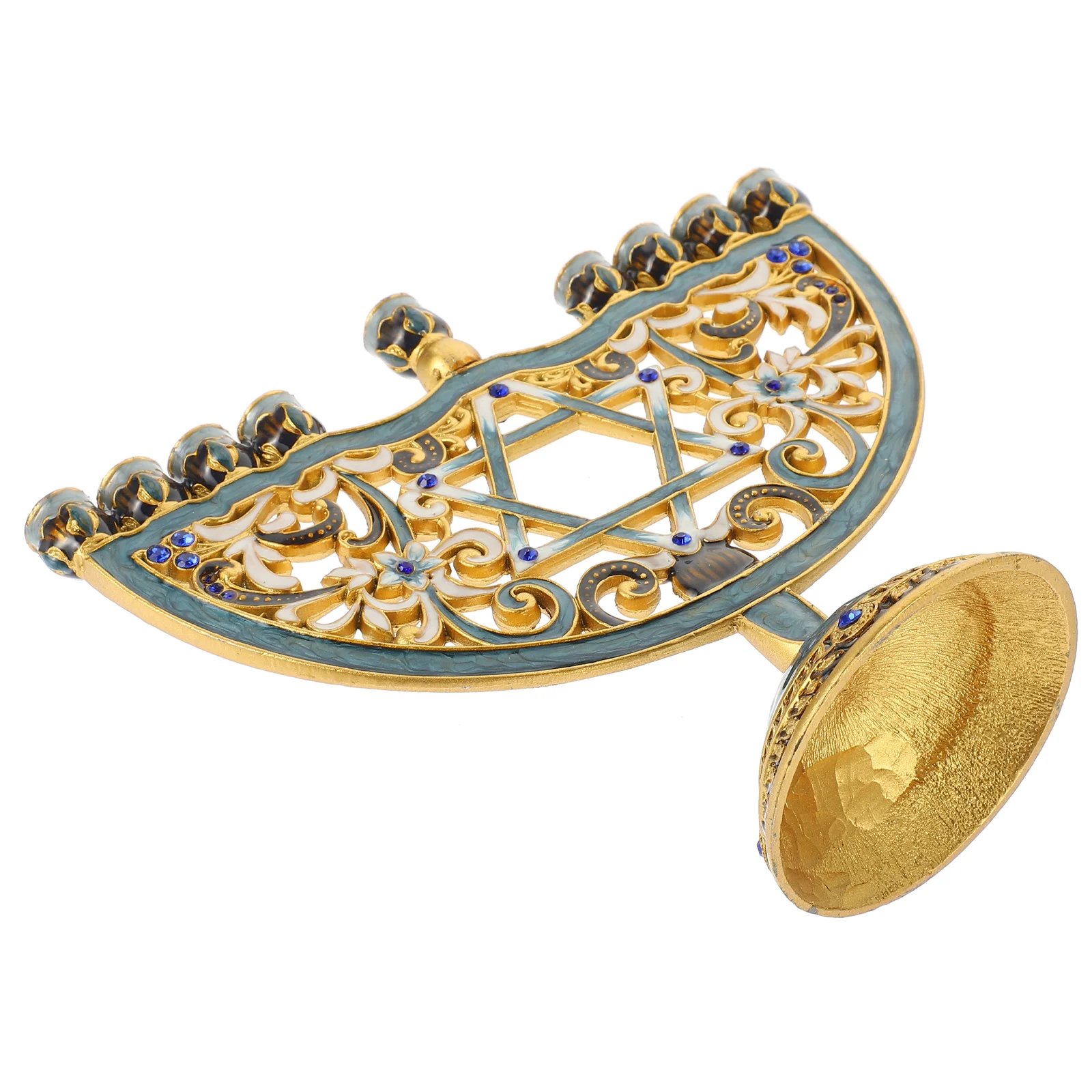 

9 Tree Shape Hanukkah Menorah Alloy Taper Holder Decorative Table Centerpiece Dinner Table Accessory