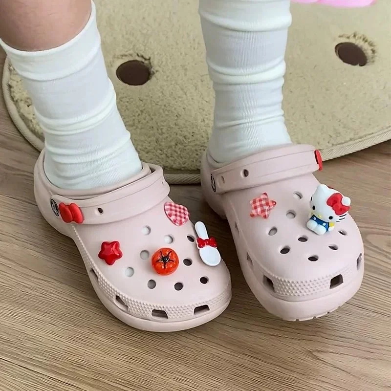 New JIBBITZ Charms Hello Kitty cartoon Set Shoe Charms Tomato spoon Accessories For Clogs Sandals Decorate Xmas Party Gifts