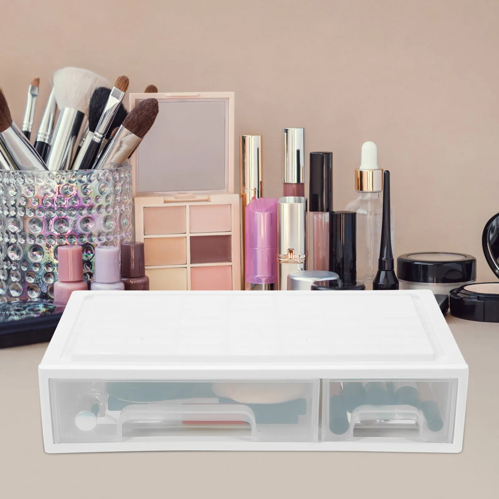 Small Drawer Type Plastic Organizer Desktop Storage Box Multifunction Office Makeup Storage Case Large Capacity Pen Holder
