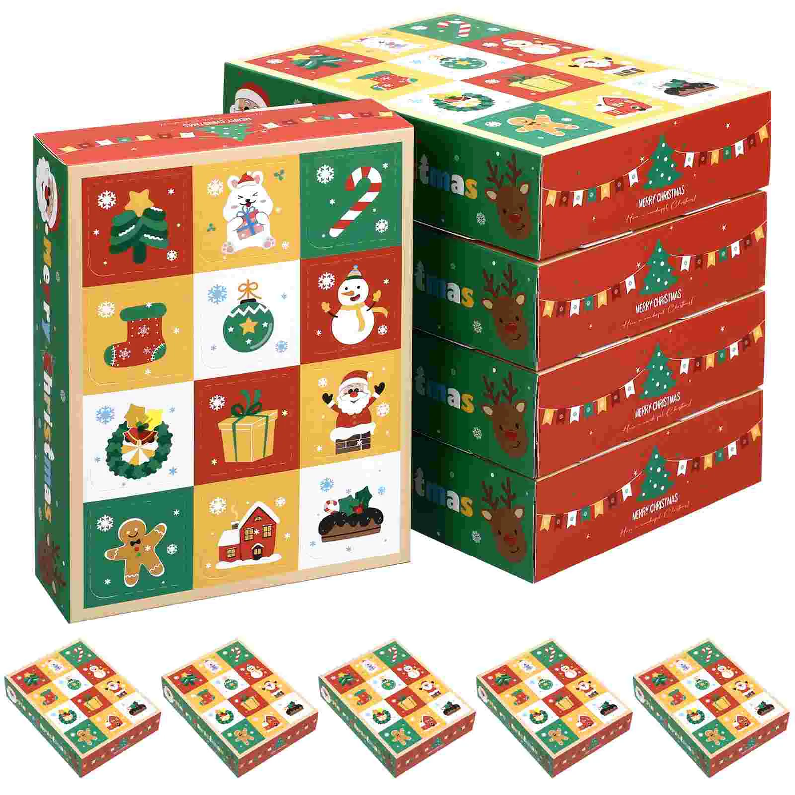 

10 Pcs Christmas Countdown Box Gift Boxes Container Empty Candy Party Favors Paper Xmas Treat Advent Supplies