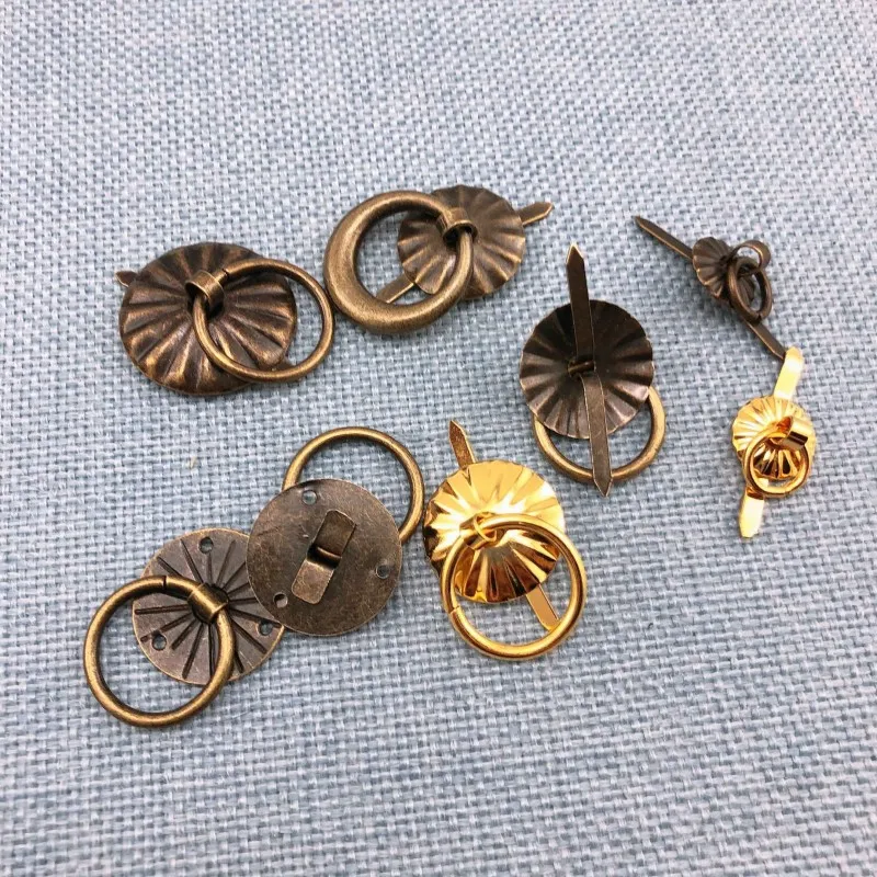 Antique Sun Drawer Cabinet Desk Door Pull Handle Knobs Furniture Hardware,Iron Ring Pin Handles,10Pcs