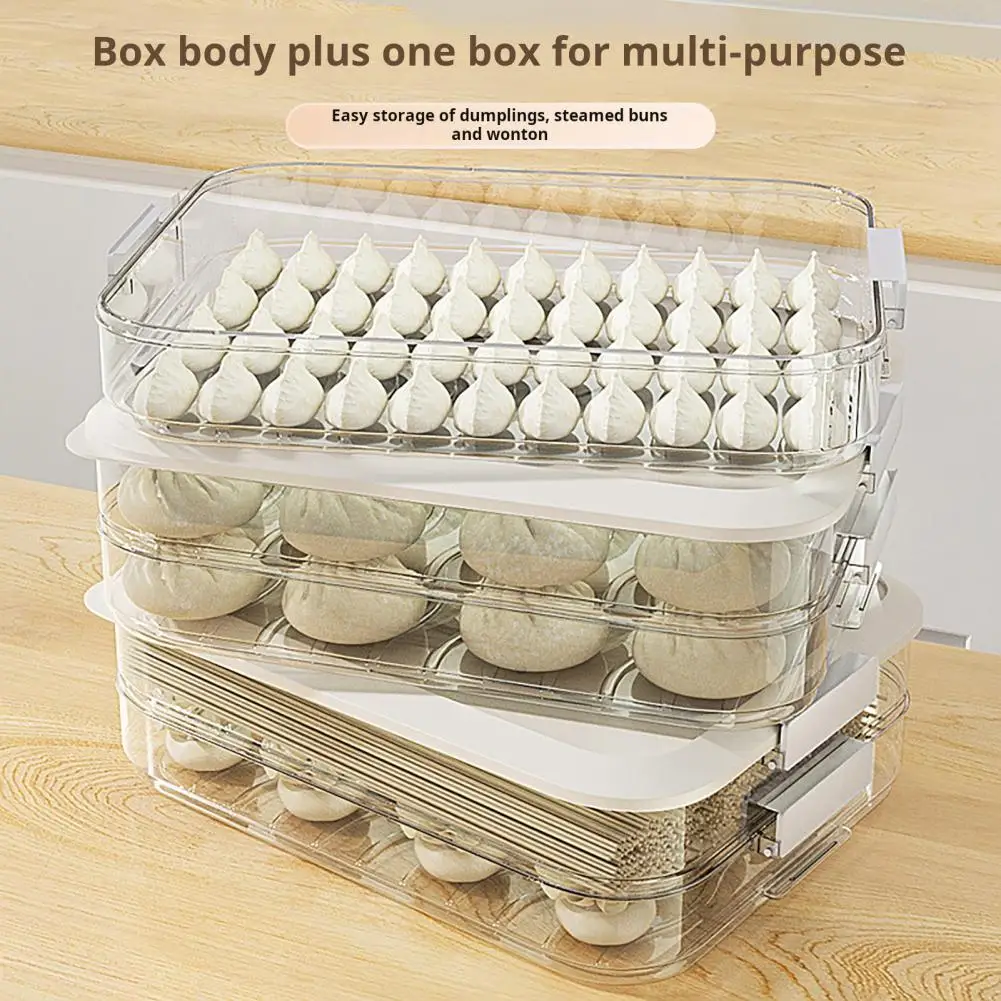 Deli Meat Container Dumpling Storage Box Multiple Layer Stackable Design Good Sealing Non-Stick Refrigerator Freezer Organizer