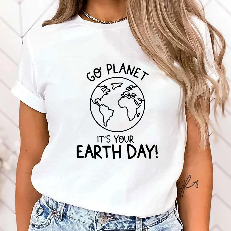 

(Premium T-shirt)Women Fashion T Shirt Funny Protect The Ocean Go Planet It'S Your Earth Day Letter Print T Shirt tops