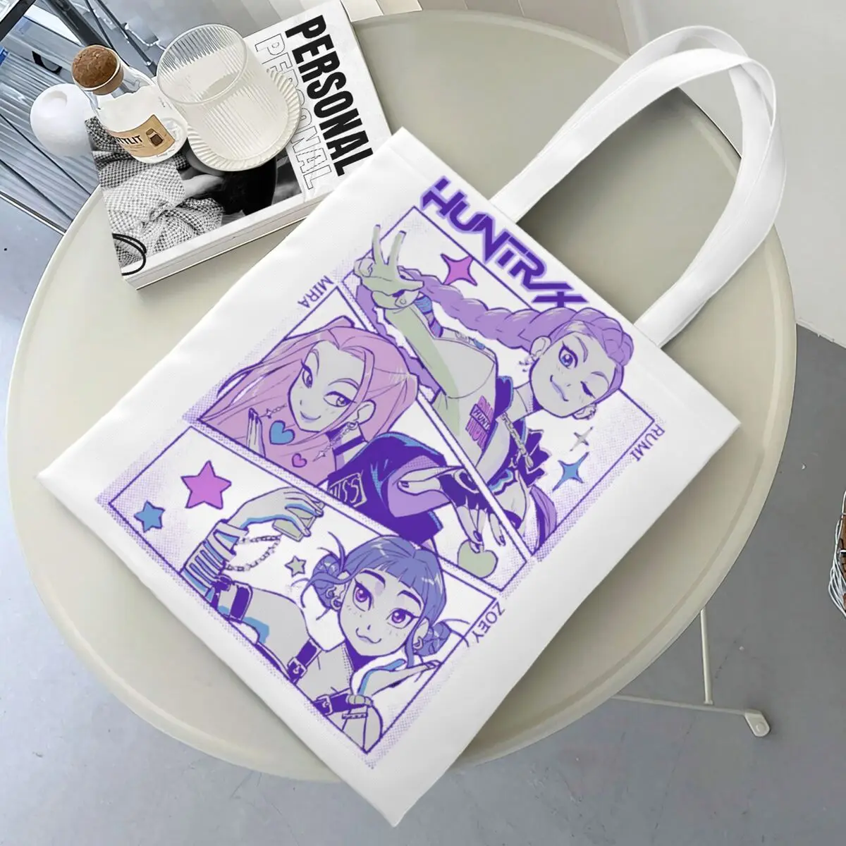 

Kpop Demon Hunters Tote Bags Women Handbag Foldable Student Shoulder Bag Printed Shopping Bag