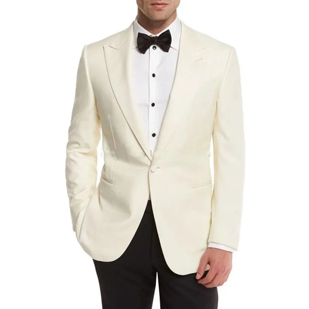 

2025 Fashion White Men Suits Casual Single Breasted 2 Piece Jacket Pants Outfits Slim Fit Costume