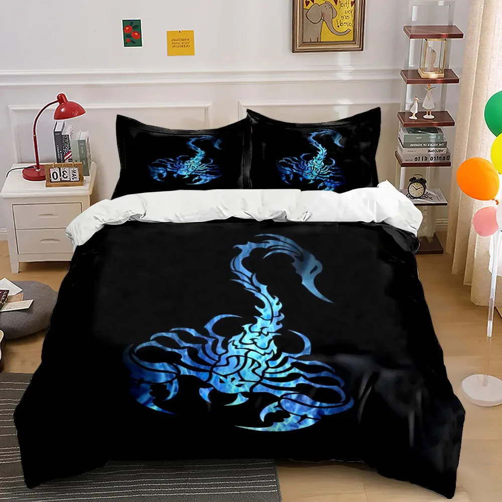 

Blue Scorpion Art Set Multiple sizes kid's and adults' bedroom Exquisite 3PC bedding set, gift
