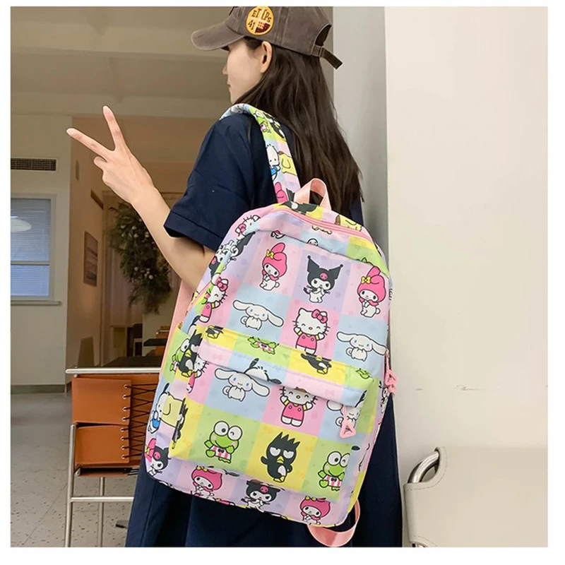 

Аниме 3 шт. Sanrio Hello Kitty Рюкзак Kuromi Tote Сумка на плечо, повседневная спортивная сумка для путешествий на открытом воздухе с сумкой-карандашом Рождественский подарок