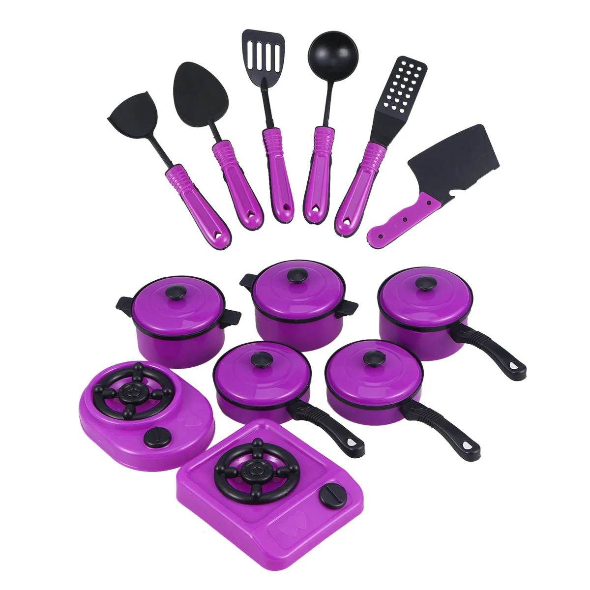 13pcs Lifelike Simulation Tableware Kitchen Puzzle Early Education Toys Purple Simulation Kitchenware Kids Game Tableware Purple