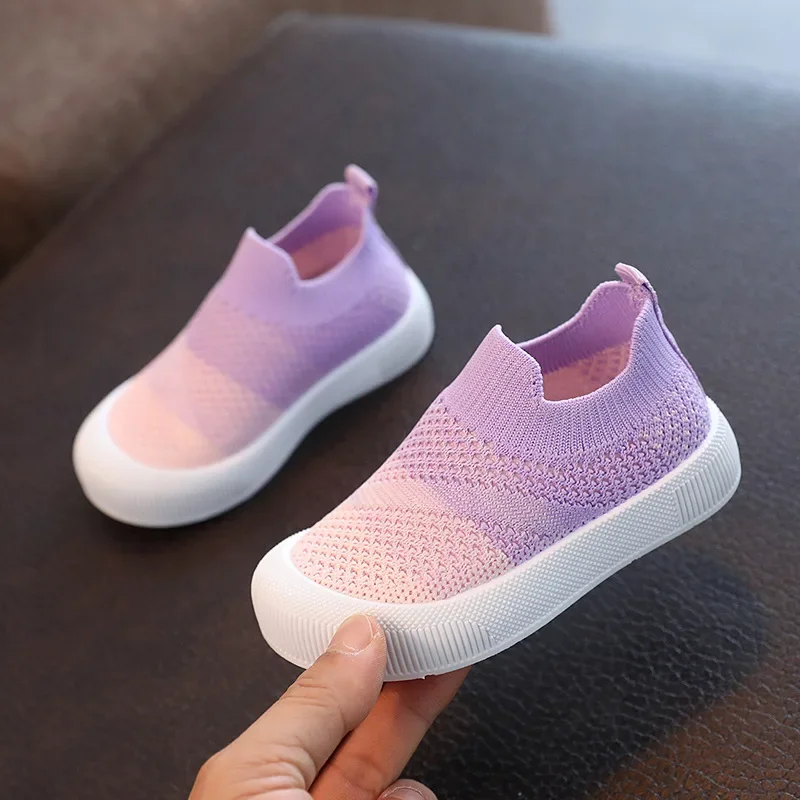 Kids Sneakers Breathable Mesh Children\'s Tennis Shoes Lightweight Boys Girls Casual Shoes Knitted Slip on Board Shoes Zapatillas