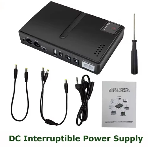 【Sin batería】Mini DC UPS fuente de alimentación ininterrumpida 18650 batería reemplazable respaldo 5v 9v 12v 220V para enrutador módem Wifi