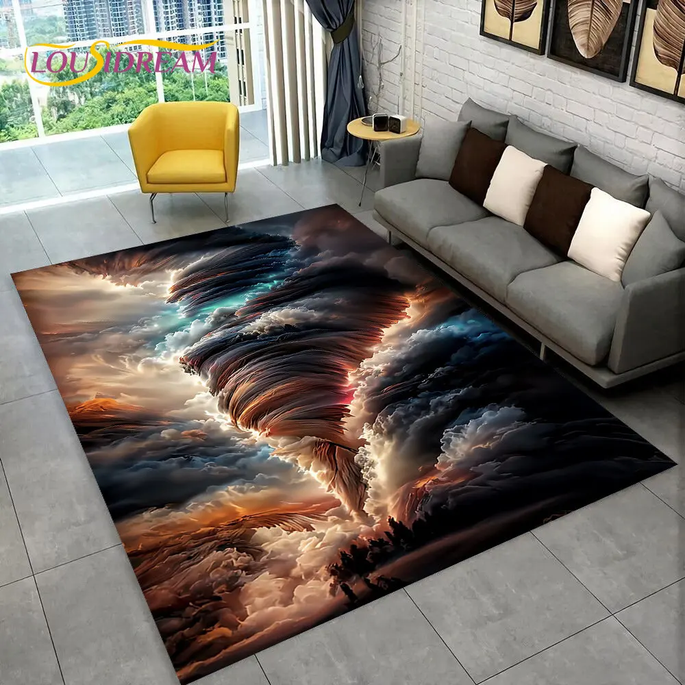 3D Natural ,Tornado, Cloud Twister Area Rug Large,Carpet Rug for Living Room Bedroom Sofa Doormat Decoration, Non-slip Floor Mat