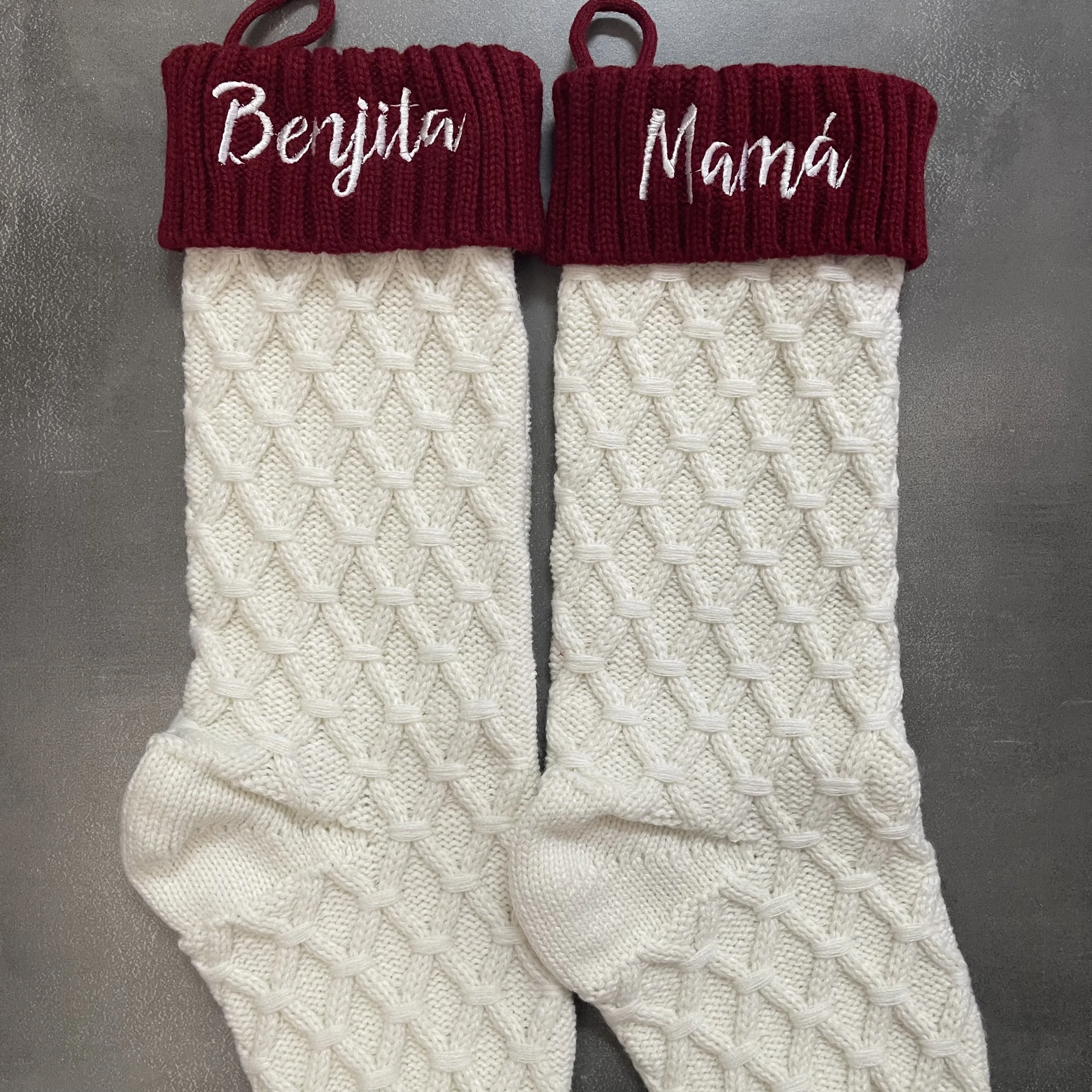 

2023 New Large Christmas Gift Socks Personalized Name Christmas Decorative Gift Candy Bag Customized Christmas Knitted Socks